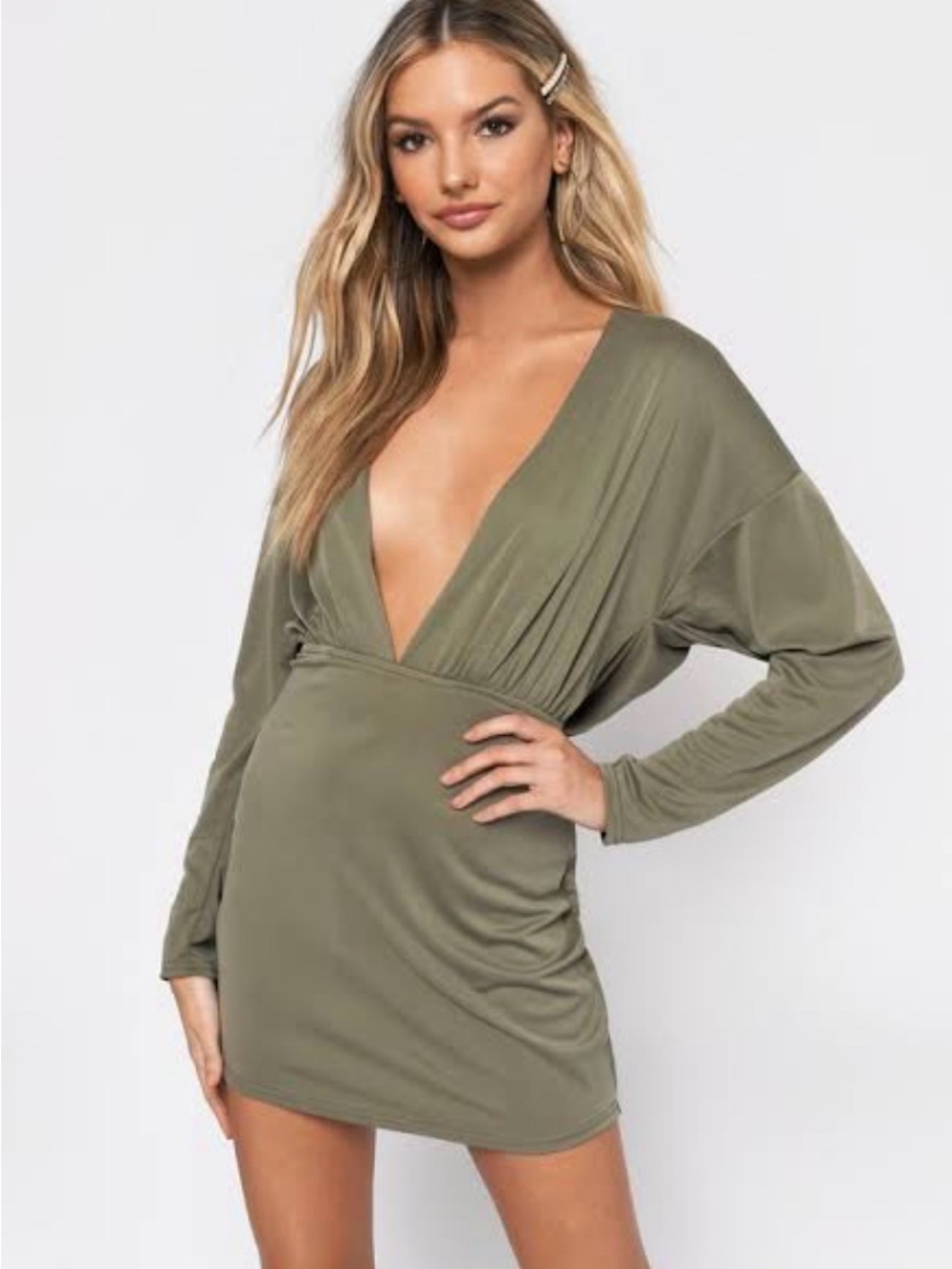 Tobi olive tie back mini dress